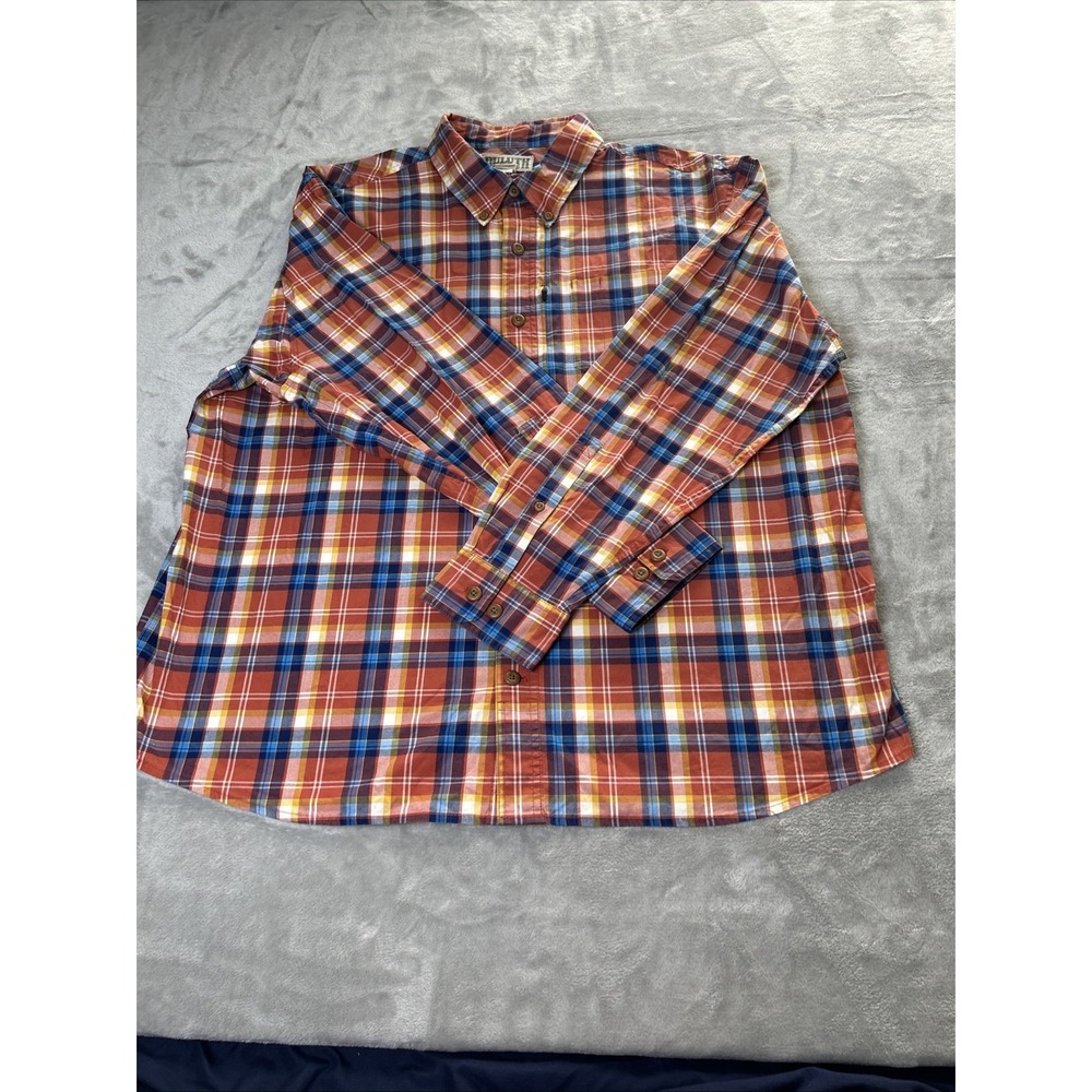 Duluth Trading Co Shirt Mens XL Blue Red Plaid Button Up Cotton
